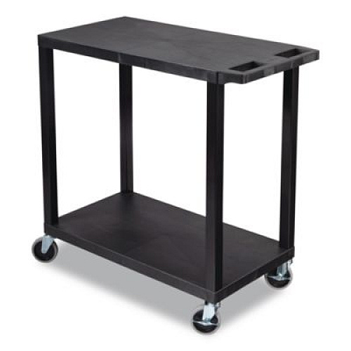Luxor TUFFY XL Two-Shelf Multipurpose Utility Cart, Plastic, 400 lb Capacity, 35.25" x 18" x 33, Black (EC22B)