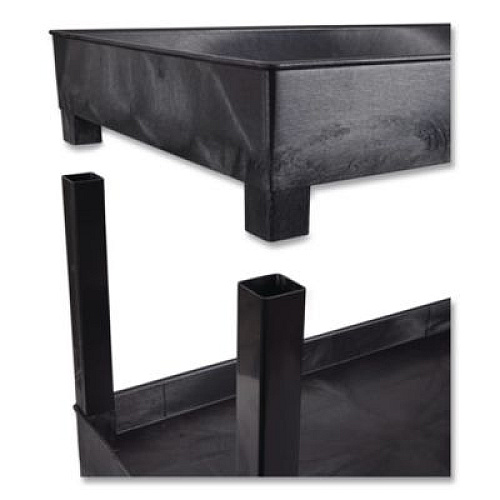 Luxor TUFFY XL Two-Shelf Heavy-Duty Multipurpose Utility Cart, Plastic, 500 lb Capacity, 35.25" x 18" x 35.5", Black (EC11HDB)