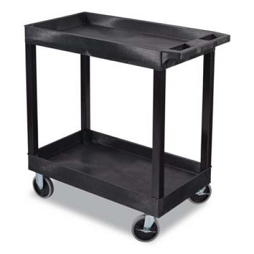 Luxor TUFFY XL Two-Shelf Heavy-Duty Multipurpose Utility Cart, Plastic, 500 lb Capacity, 35.25" x 18" x 35.5", Black (EC11HDB)