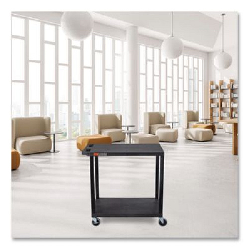 Luxor TUFFY XL Two-Shelf Multipurpose Utility Cart, Plastic, 400 lb Capacity, 35.25" x 18" x 33, Black (EC22B)