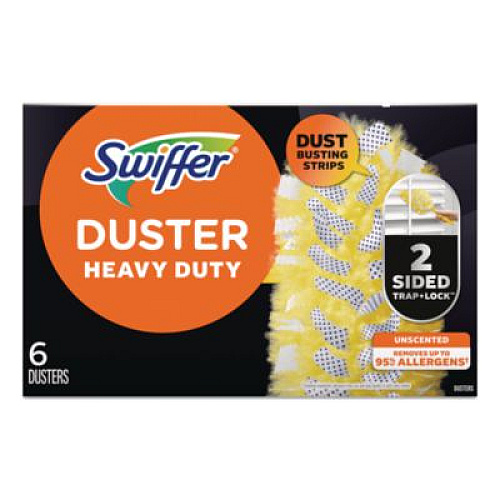 Swiffer Heavy Duty Dusters Refill, Dust Lock Fiber, Yellow, 6/Box, 4 Boxes/Carton (21620CT)