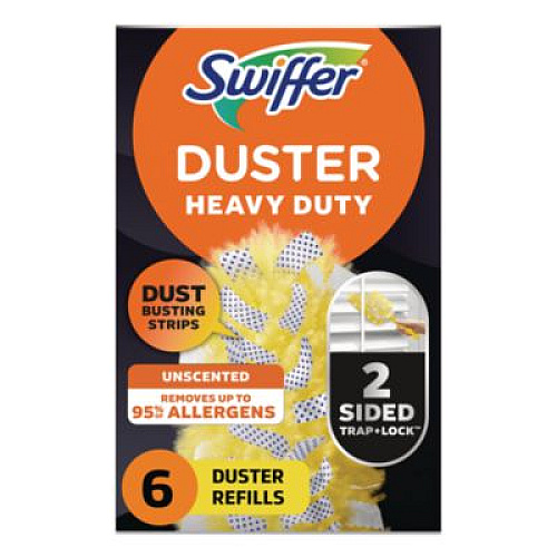 Swiffer Heavy Duty Dusters Refill, Dust Lock Fiber, Yellow, 6/Box (21620BX)