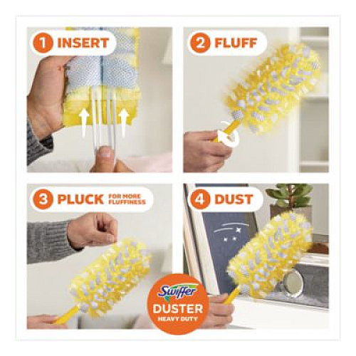 Swiffer Heavy Duty Dusters Refill, Dust Lock Fiber, Yellow, 6/Box (21620BX)