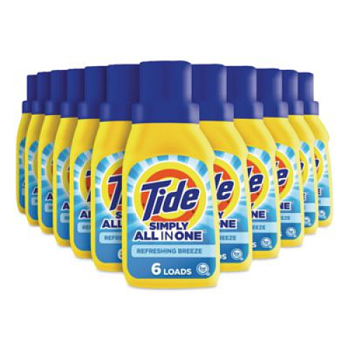 Tide Simply All-In-One Liquid Laundry Detergent, Refreshing Breeze, 10 oz Bottle, 12/Carton (00763)