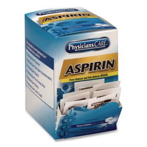 PhysiciansCare Aspirin Tablets, Two-Pack, 50 Packs/Box (90014)