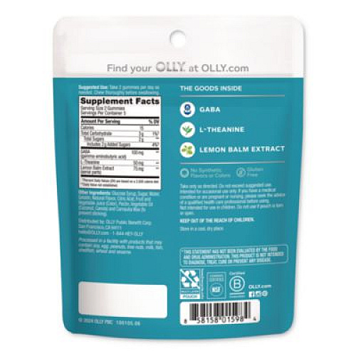OLLY Goodbye Stress Gummy, Berry Verbena, 10/Pack (1598)