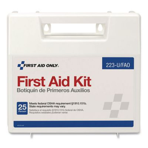 First Aid Only Office First Aid Kit for 25 People, 106 Pieces, Plastic Case with Dividers (223U)