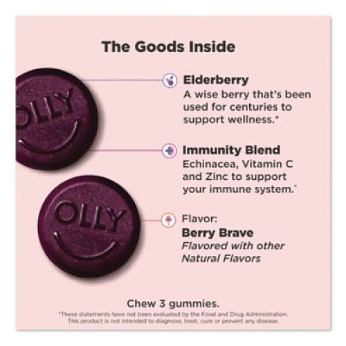 OLLY Active Immunity + Elderberry Gummy, Berry Brave, 9/Pack (46296)