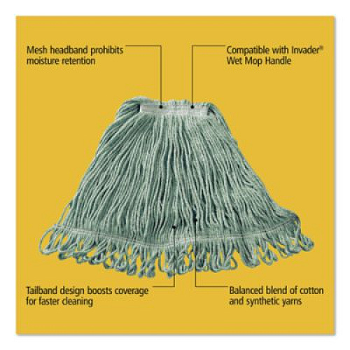 Rubbermaid Commercial Super Stitch Blend Mop, Green Headband, Cotton/Synthetic, Medium, Green (FGD25206GR00)