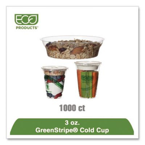 Eco-Products GreenStripe Cold Cup Inserts, 3 oz, Clear, Plastic, 1,000/Carton (EPCCI3)