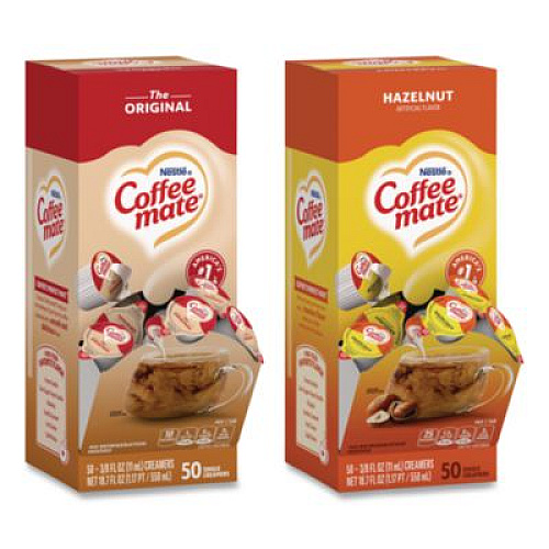 Coffee mate Liquid Coffee Creamer, French Vanilla/Hazelnut/Original//Peppermint Mocha, 0.38 oz Mini Cups, 200/Carton (28300012)