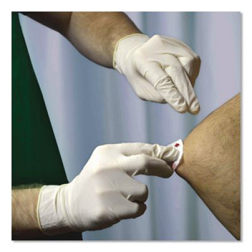 AMMEX Professional Latex Exam Gloves, Powder-Free, Small, 4 mil (Palm), 5 mil (Fingers), Ivory, 100/Box (GPPFT42100)