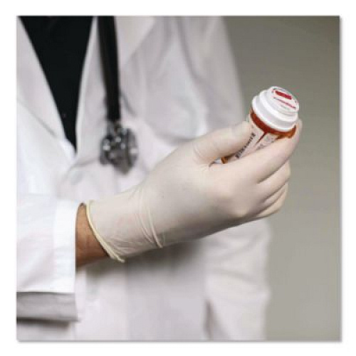 AMMEX Professional Latex Exam Gloves, Powder-Free, Medium, 4 mil (Palm), 5 mil (Fingers), Ivory, 100/Box (GPPFT44100)