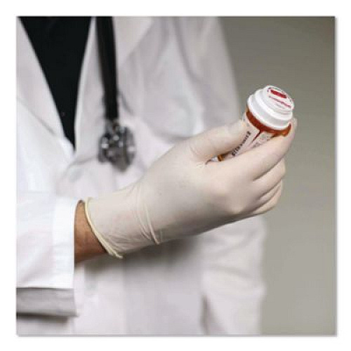 AMMEX Professional Latex Exam Gloves, Powder-Free, Large, 4 mil (Palm), 5 mil (Fingers), Ivory, 100/Box (GPPFT46100)