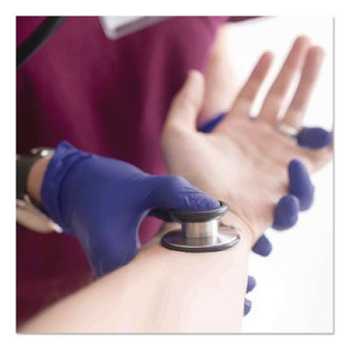 AMMEX Professional Nitrile Exam Gloves, Powder-Free, Large, 3 mil Thick, Indigo, 100/Box (AINPF46100)