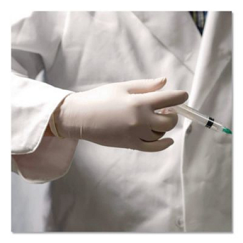 AMMEX Professional Latex Exam Gloves, Powder-Free, Small, 4 mil (Palm), 5 mil (Fingers), Ivory, 100/Box (GPPFT42100)