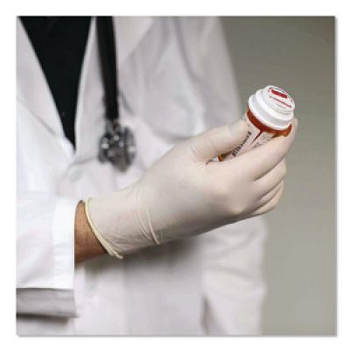 AMMEX Professional Latex Exam Gloves, Powder-Free, Small, 4 mil (Palm), 5 mil (Fingers), Ivory, 100/Box (GPPFT42100)