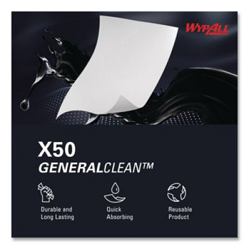 WypAll GeneralClean X50 Cleaning Cloths, 12 x 12.5, White, 84/Pack, 12 Packs/Carton (39005)