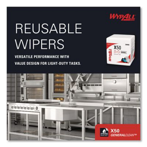 WypAll GeneralClean X50 Cleaning Cloths, 12 x 12.5, White, 84/Pack, 12 Packs/Carton (39005)