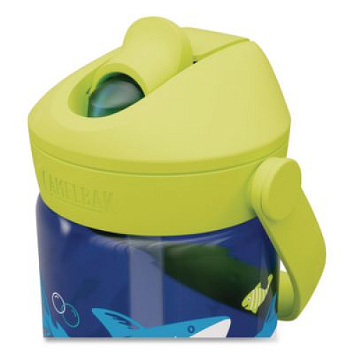 CamelBak Thrive FlipStraw Plastic Water Bottle, 14 oz, Sharks and Rays Design, Blue/Yellow (2860403041)