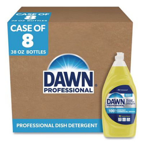 Dawn Professional Manual Pot/Pan Dish Detergent, Lemon, 38 oz Bottle, 8/Carton (45113)