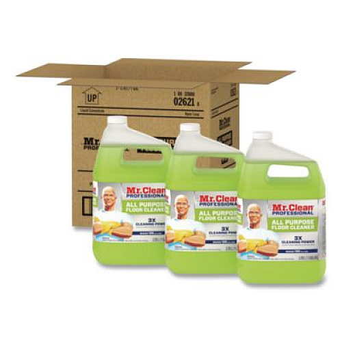Mr. Clean Finished Floor Cleaner, Lemon Scent, 1 gal Bottle, 3/Carton (02621CT)