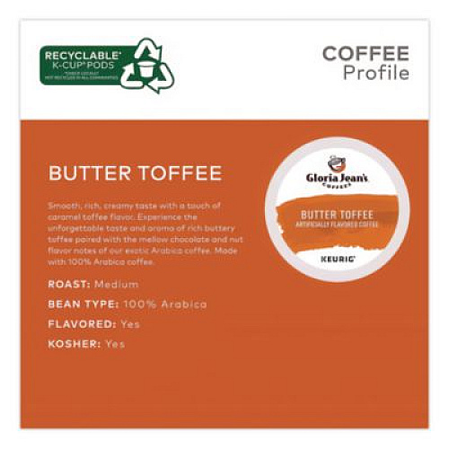 Gloria Jean's Butter Toffee Coffee K-Cups, 96/Carton (60051012CT)