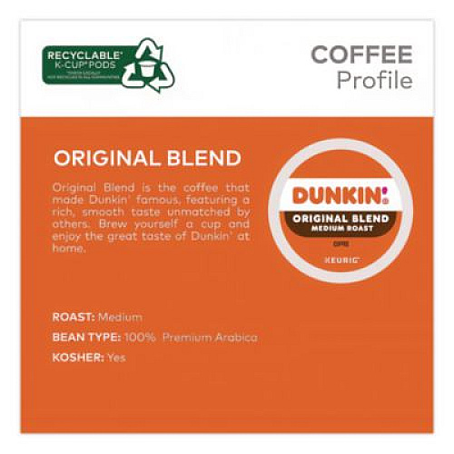 Dunkin' K-Cup Pods, Original Blend,  22/Box (1267)