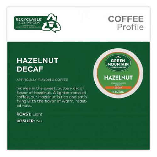 Green Mountain Coffee Hazelnut Decaf Coffee K-Cups, 96/Carton (7792CT)