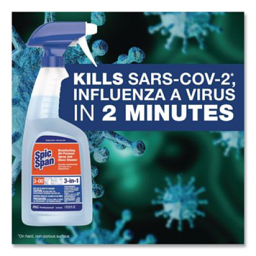 Spic and Span Disinfecting All-Purpose Spray and Glass Cleaner, Fresh Scent, 32 oz Bottles, 8 Bottles and 8 Trigger Sprayers/Carton (58775CT)