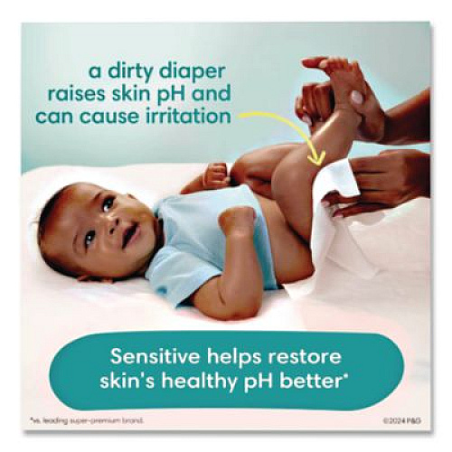 Pampers Sensitive Baby Wipes, 1-Ply, 6.8 x 7, Unscented, White, 56/Pack (87076EA)