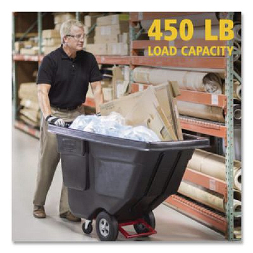 Rubbermaid Commercial 0.5 cu yd BRUTE Rotomolded Tilt Truck, 450 lb Capacity, Black (1304BLA)