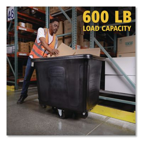 Rubbermaid Commercial Cube Truck, 149 gal, 600 lb Capacity, Plastic, Black (4619BLA)