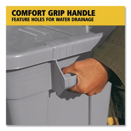 Rubbermaid Commercial BRUTE Tote with Lid, 14 gal, 27.5" x 16.75" x 10.75", Gray (9S30GRAEA)