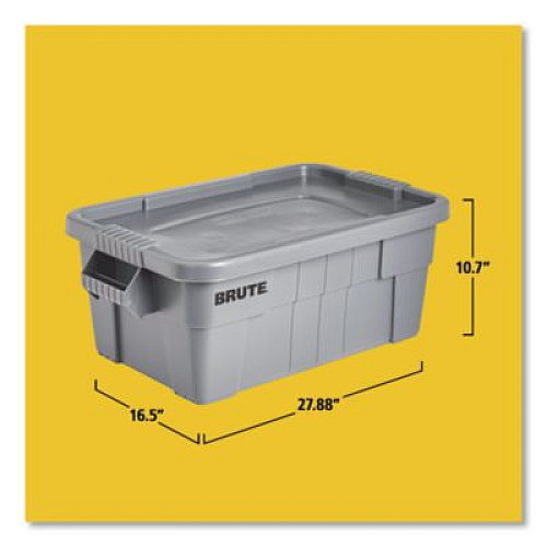 Rubbermaid Commercial BRUTE Tote with Lid, 14 gal, 27.5" x 16.75" x 10.75", Gray (9S30GRAEA)