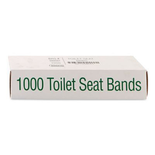 Bagcraft Sani/Shield Printed Toilet Seat Band, 16 x 1.5, Blue/White, 1,000/Carton (300591)