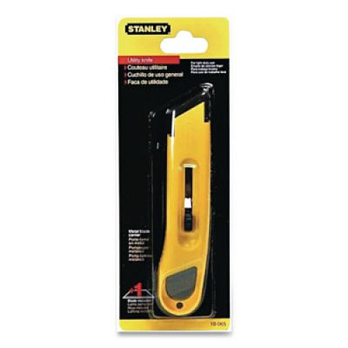 Stanley Plastic Light-Duty Utility Knife with Retractable Blade, 6" Plastic Handle, Yellow (10065)
