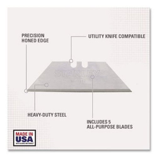 Stanley Heavy-Duty Utility Knife Replacement Blade, 5/Pack (11921)