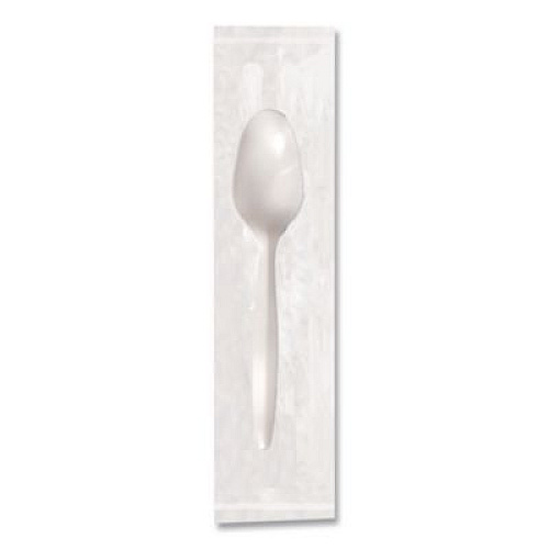 Berkley Square Elegant Dinnerware Heavyweight Cutlery, Individually Wrapped, Spoon, Plastic, White, 420/Box (90187)