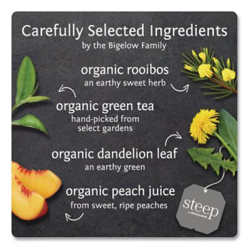 Bigelow steep Tea, Dandelion and Peach, 1.18 oz Tea Bag, 20/Box (17715)