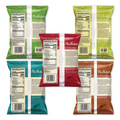 Miss Vickie's Kettle Cooked Chips Variety Mix, Four Assorted Flavors, 1.38 oz Bags, 30 Bags/Carton (29500010)