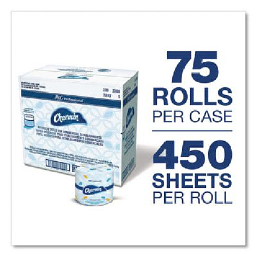 Charmin Commercial Bathroom Tissue,  Individually Wrapped, Septic Safe, 2-Ply, White, 450 Sheets/Roll, 75 Rolls/Carton (71693)