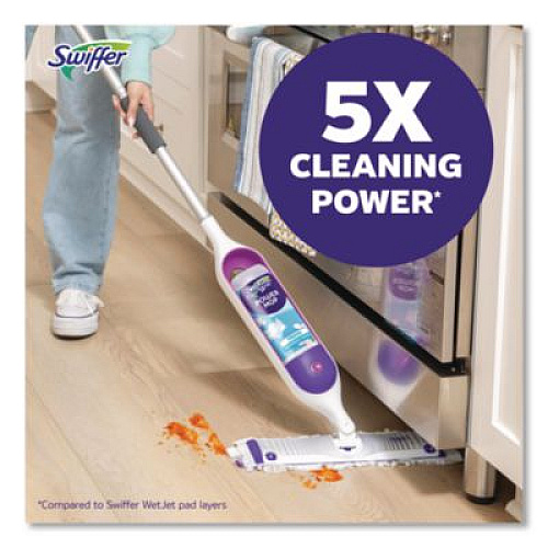 Swiffer PowerMop Starter Kit, 15.4 x 5.3 White/Purple Cloth Head, 26" Silver Aluminum Handle (07242)