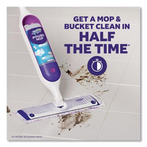 Swiffer PowerMop Starter Kit, 15.4 x 5.3 White/Purple Cloth Head, 26" Silver Aluminum Handle (07242)