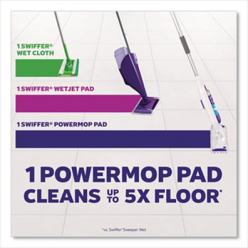 Swiffer PowerMop Starter Kit, 15.4 x 5.3 White/Purple Cloth Head, 26" Silver Aluminum Handle (07242)