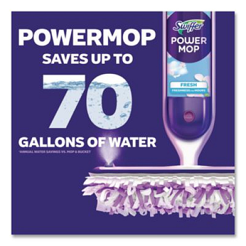 Swiffer PowerMop Starter Kit, 15.4 x 5.3 White/Purple Cloth Head, 26" Silver Aluminum Handle (07242)