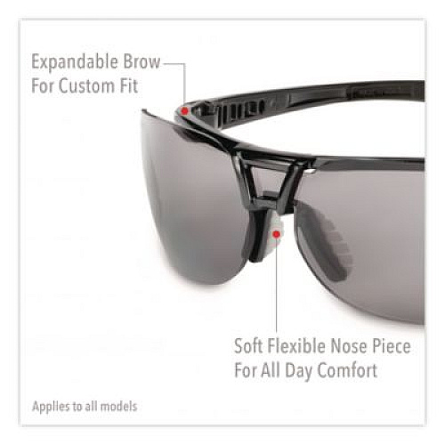 Honeywell Uvex Protege Safety Eyewear, Metallic Black Half Frame, Clear Dual Lens (S4200)