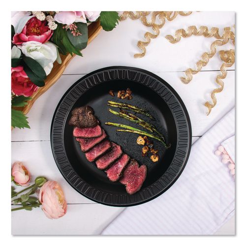 Quiet Classic Laminated Foam Dinnerware, Plate, 10.25" dia, Black, 125/Pack, 4 Packs/Carton (10PBQR)
