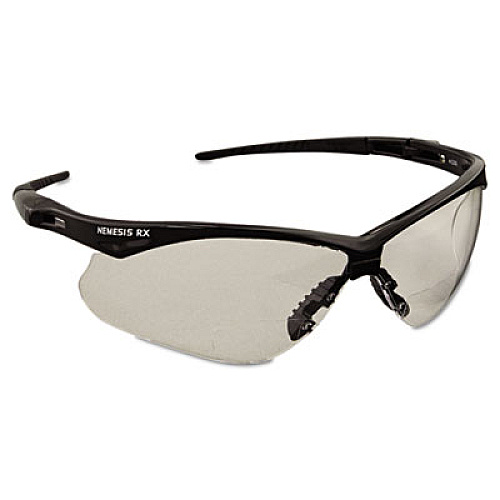 KleenGuard Nemesis Readers Safety Glasses, 2.5+ Diopter, Black Half Frame, Clear Dual Lens (28627)