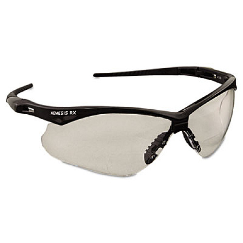 KleenGuard Nemesis Readers Safety Glasses, 2.0+ Diopter, Black Half Frame, Clear Dual Lens (28624)